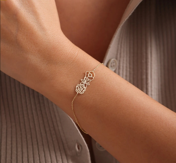 Double Rose Charm Bracelet