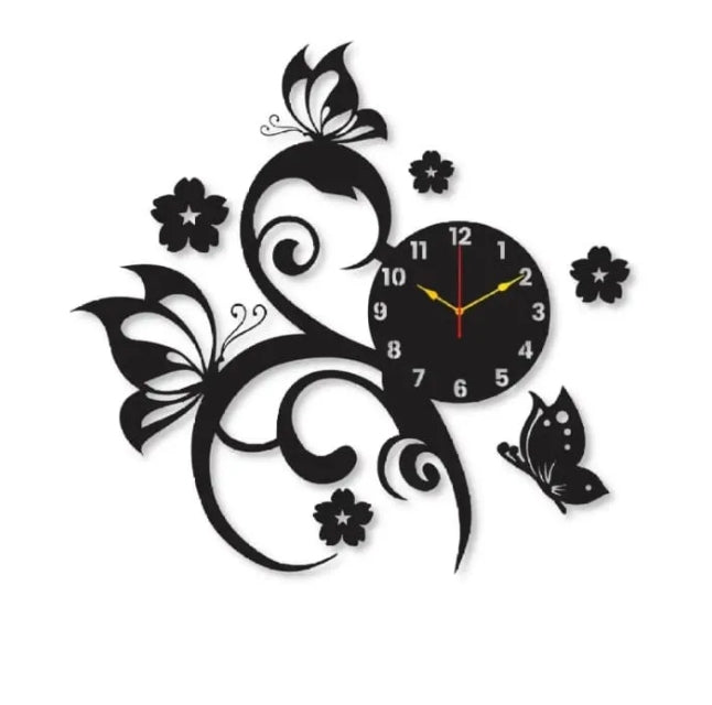 Wall Clock Flower & Butterflies