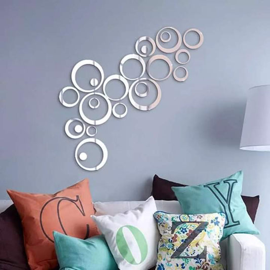 Silver Acrylic Mirror Rings Set