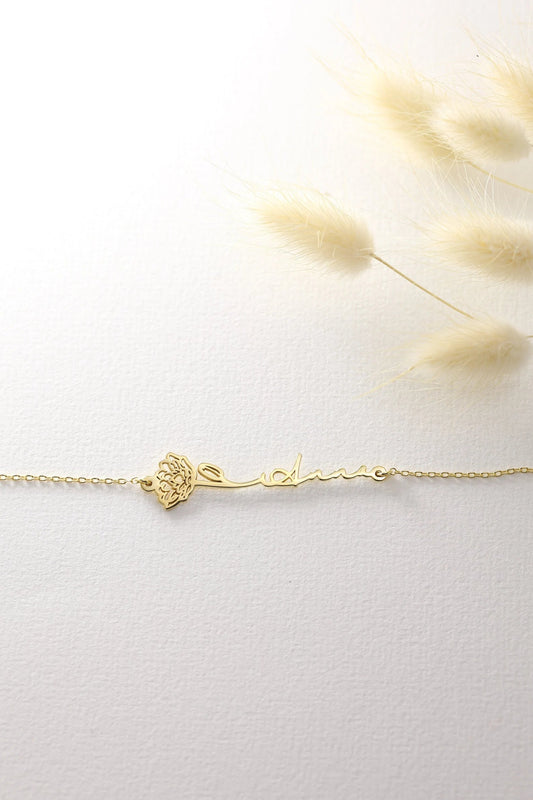 Birth flower Name Bracelet