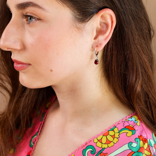 Ruby Red Teardrop Earrings