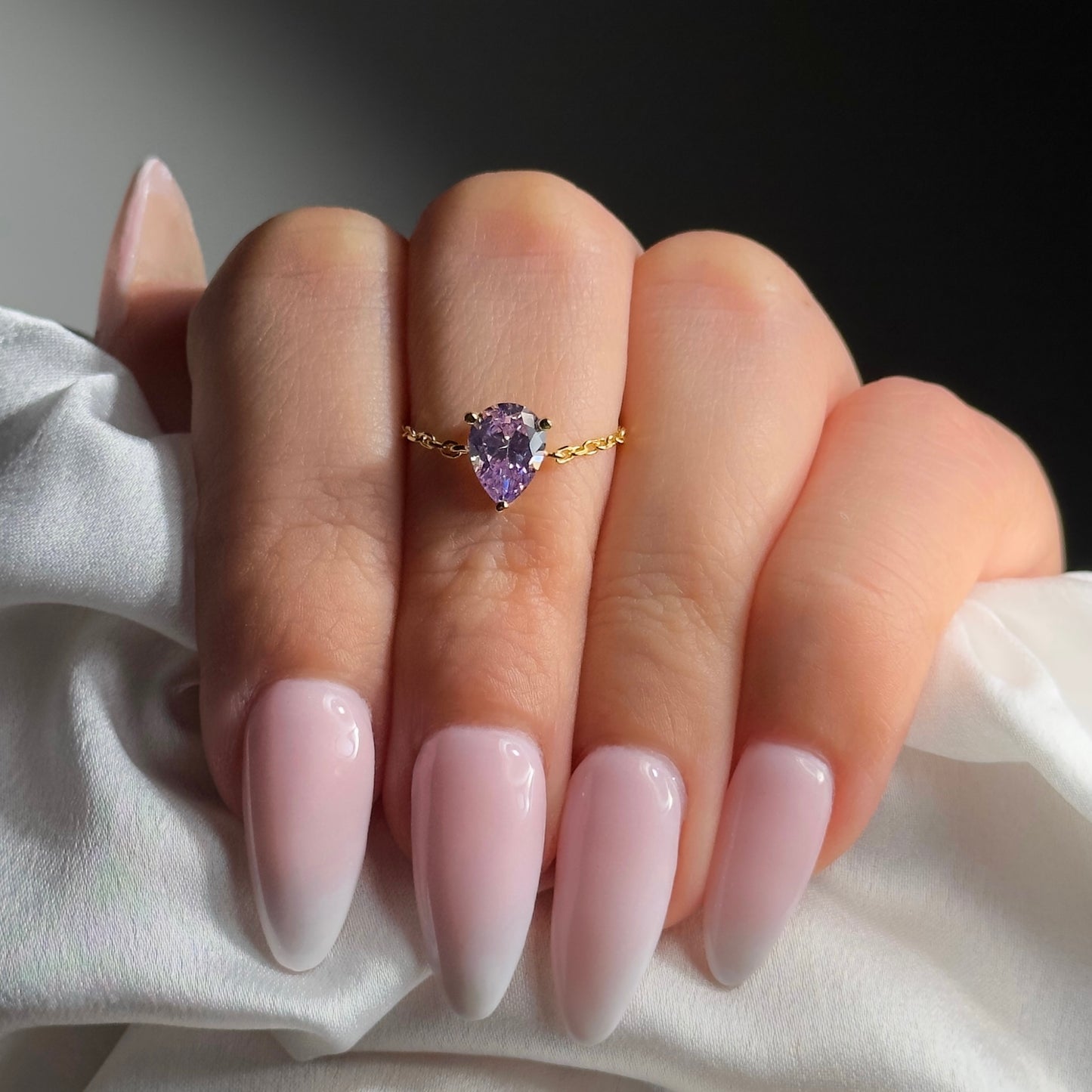 Amethyst Embrace Chain Ring