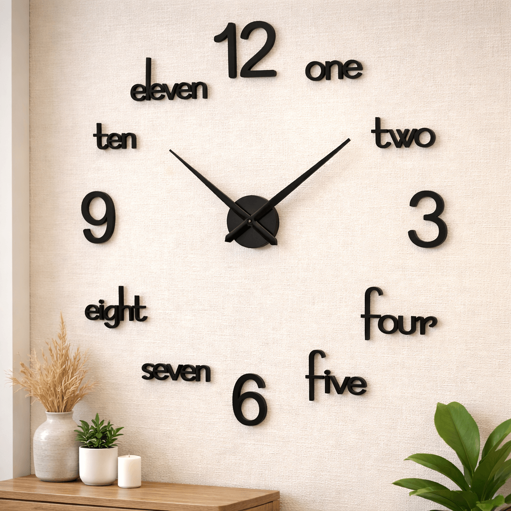 LARGE-SIZE WOODEN DIY CLOCK WITH 12 INCHES NEEDLES