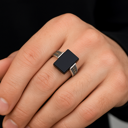 Maestro Onyx Ring | Pure 925 Silver
