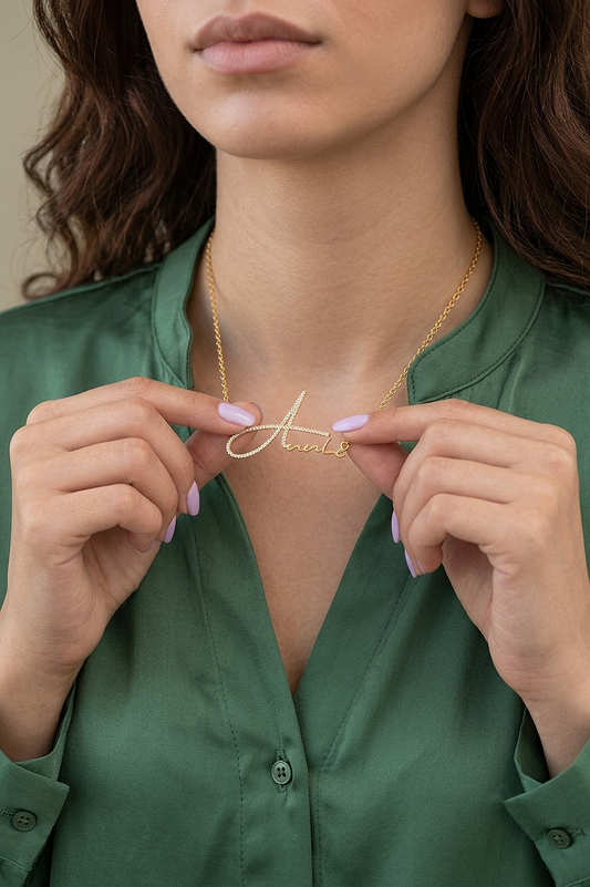 Signature Style Name Necklace With Diamond