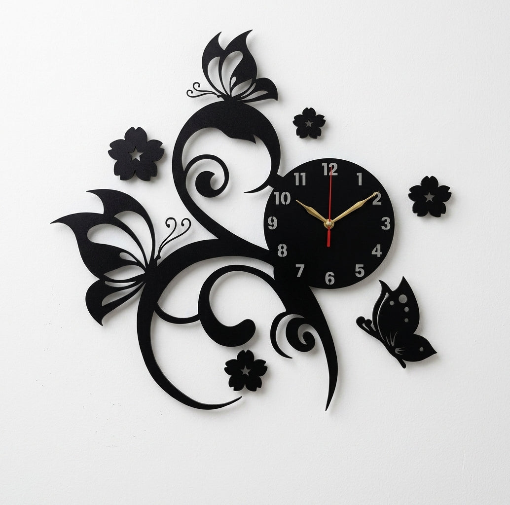 Wall Clock Flower & Butterflies