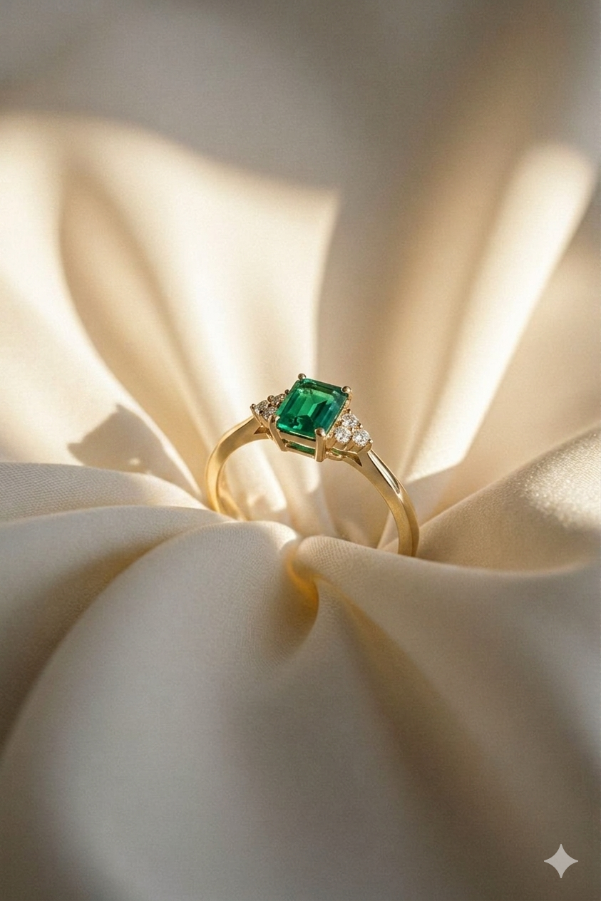 Emerald Cindrella Ring
