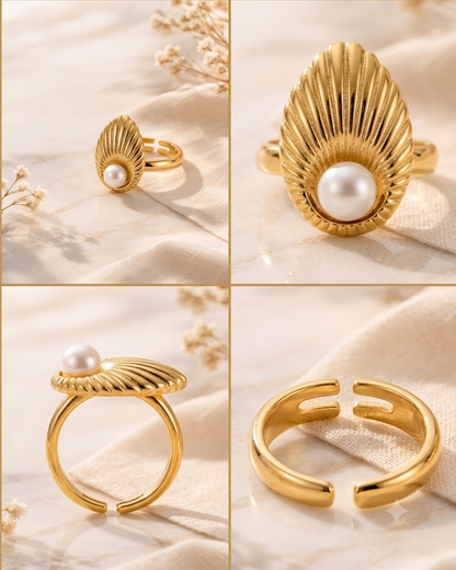 Pearl Inlay Shell Shape Ring