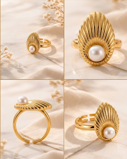 Pearl Inlay Shell Shape Ring