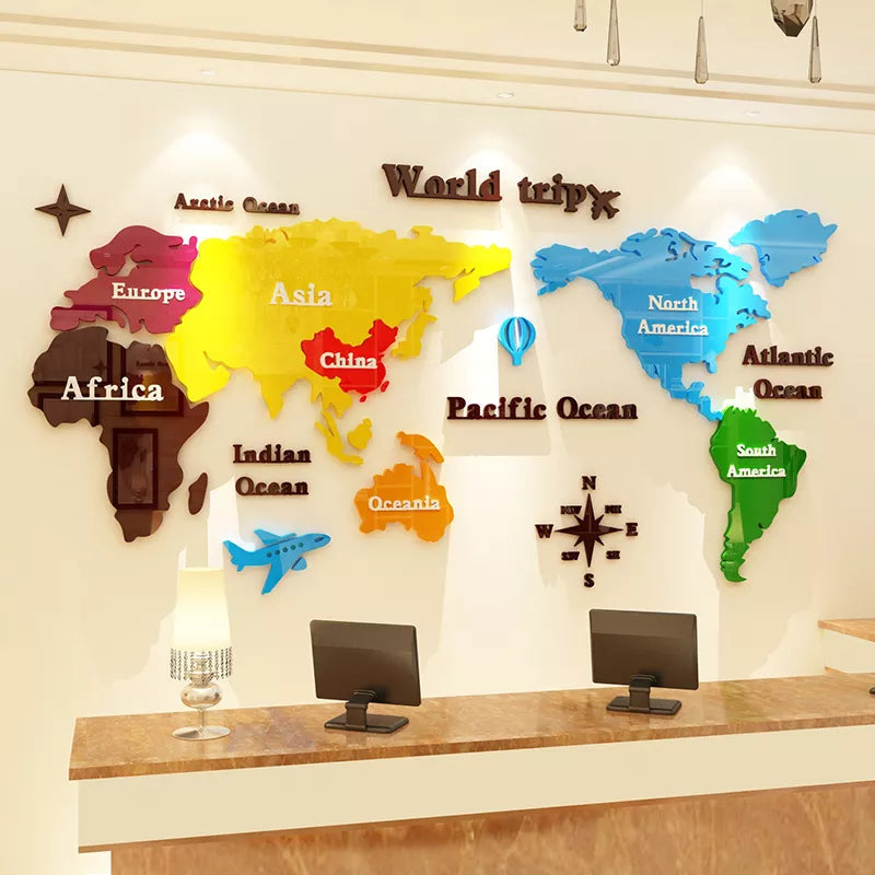 World Map Colorful Acrylic