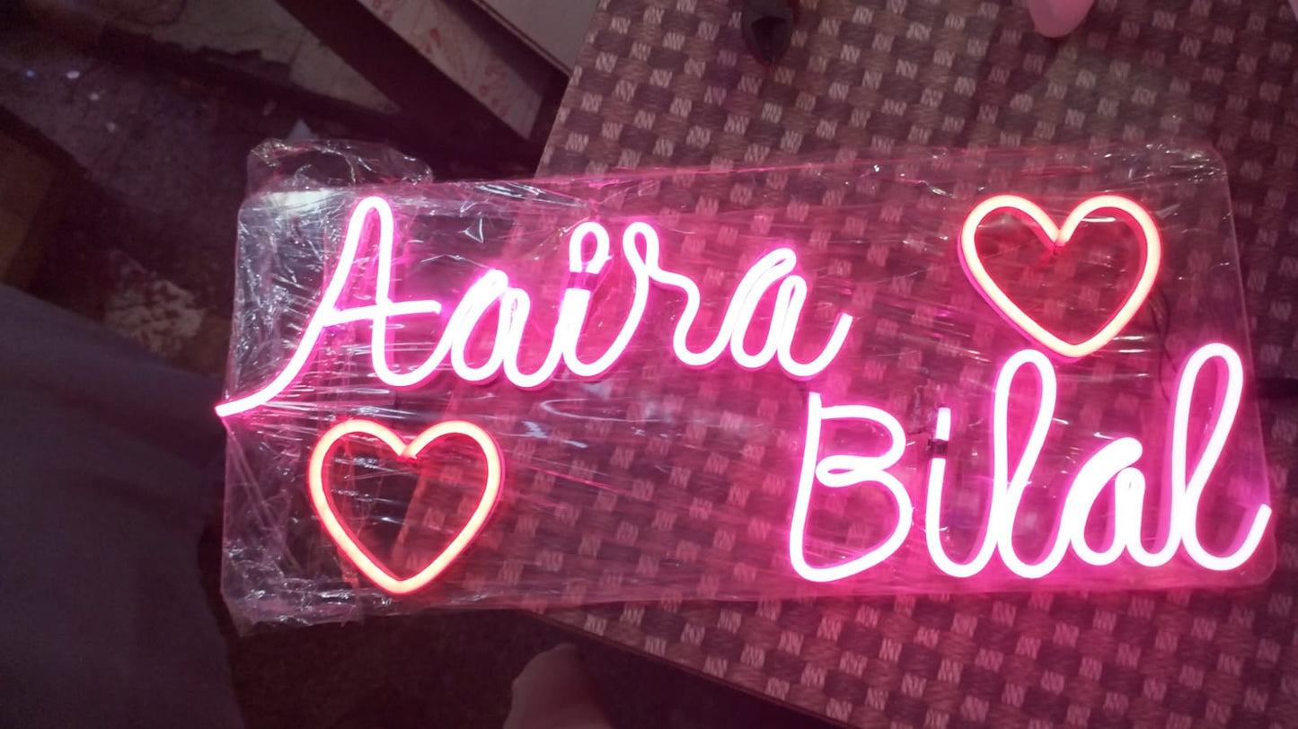 Customized Neon Sign | Neon LED Name & Logo Light Sign | Thick Acrylic Backplate