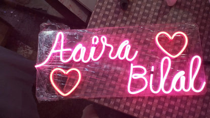 Customized Neon Sign | Neon LED Name & Logo Light Sign | Thick Acrylic Backplate