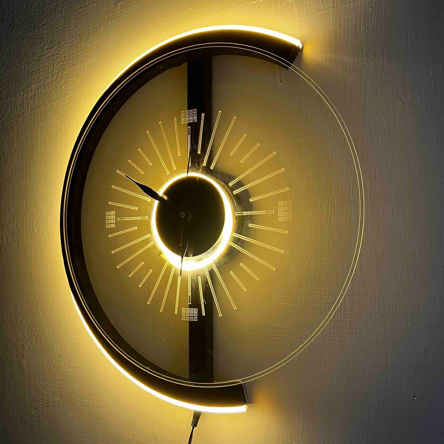 Modern Neon Wall Clock - Stylish Decorative Wall Art Clock for Living Room