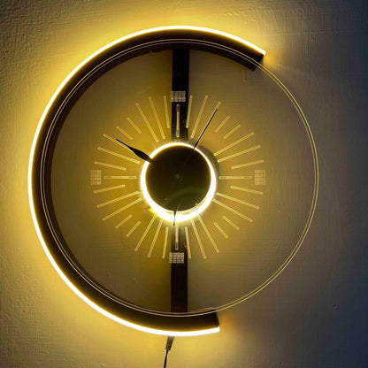 Modern Neon Wall Clock - Stylish Decorative Wall Art Clock for Living Room