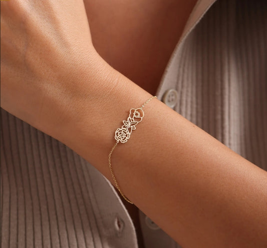Double Rose Charm Bracelet