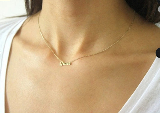 Tiny Name Necklace _ 18K Gold Plated Personalized Necklace