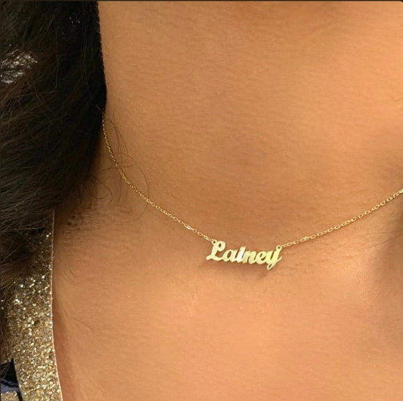 Tiny Name Necklace _ 18K Gold Plated Personalized Necklace