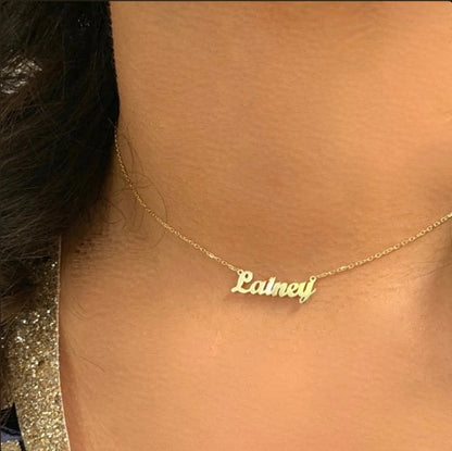 Tiny Name Necklace _ 18K Gold Plated Personalized Necklace