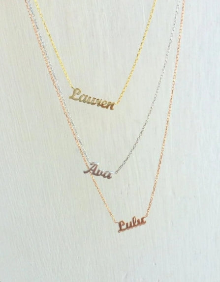 Tiny Name Necklace _ 18K Gold Plated Personalized Necklace