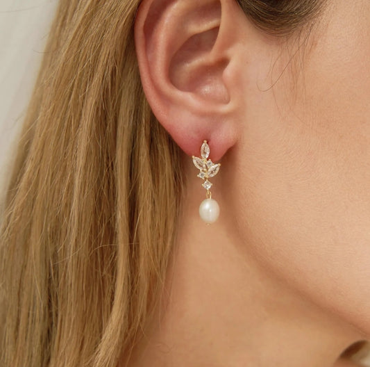 Pearl Marquise Drop Earrings