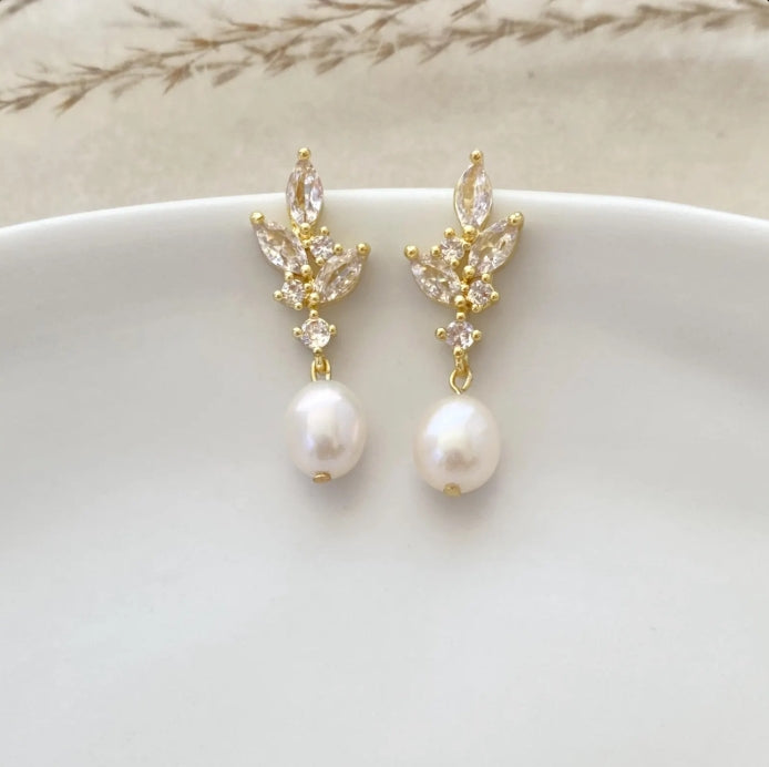 Pearl Marquise Drop Earrings