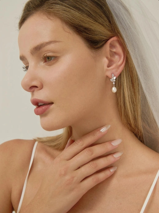 Pearl Marquise Drop Earrings