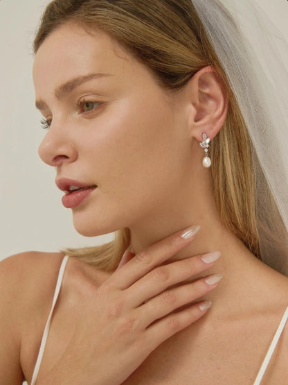 Pearl Marquise Drop Earrings