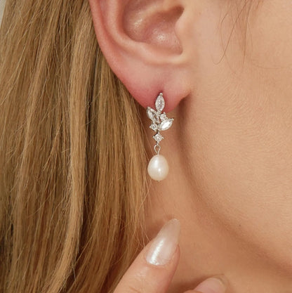 Pearl Marquise Drop Earrings