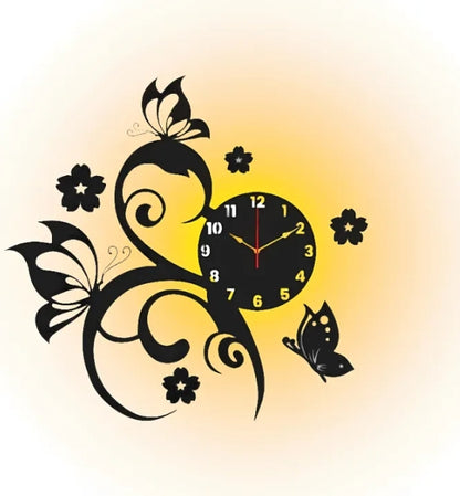 Wall Clock Flower & Butterflies