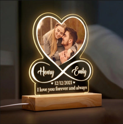 Personalized Infinity Heart LED Lamp