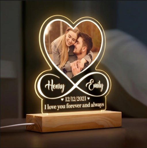 Personalized Infinity Heart LED Lamp