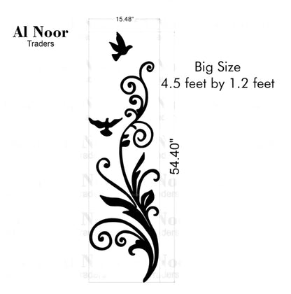 Elegant 3D Wooden Wall Decal - Creative Birds & Floral Vine Wall Sticker for Home Decoration