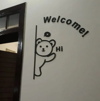 Premium Panda Welcome Sign Wall Decor - Modern 3D Self-Adhesive Acrylic Wall Art
