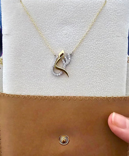 Diamond-Encrusted Letter Necklace and ring