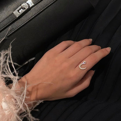 Arabic Letter Ring with Zircon