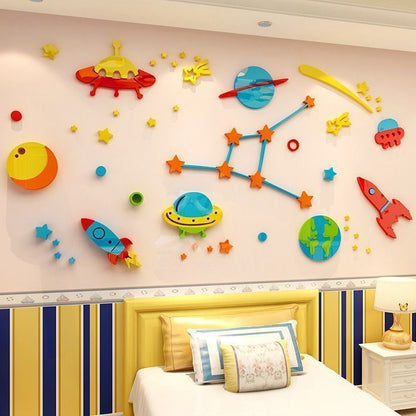 Spaceship wall art for babies' room
