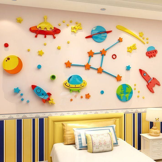 Spaceship wall art for babies' room