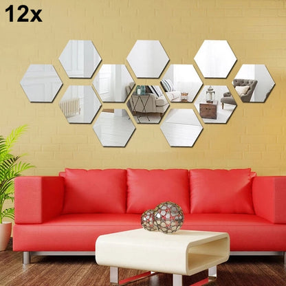 12 Acrylic Hexagon Wall Decor Black