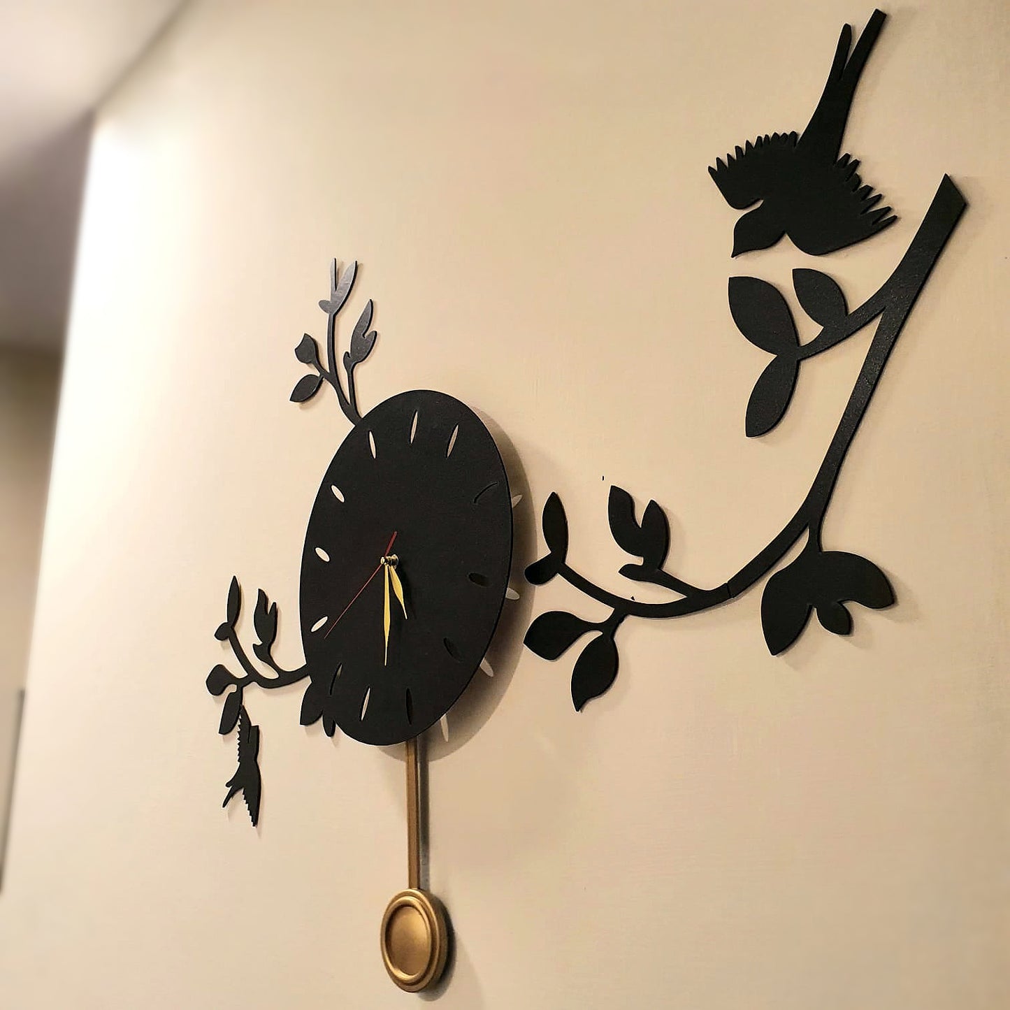 Bird on Branch Pendulum Wall Clock