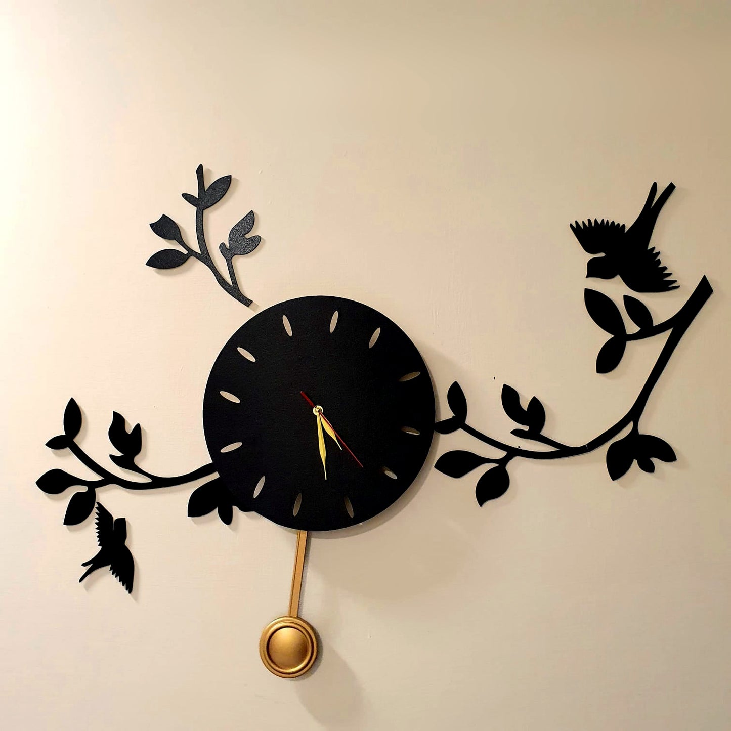 Bird on Branch Pendulum Wall Clock