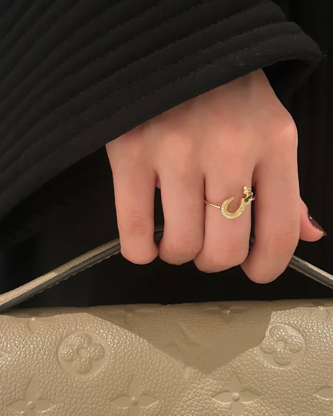 Arabic Letter Ring with Zircon