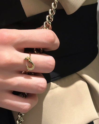 Arabic Letter Ring with Zircon