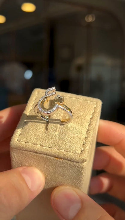 Personalized Two Letter Arabic Ring