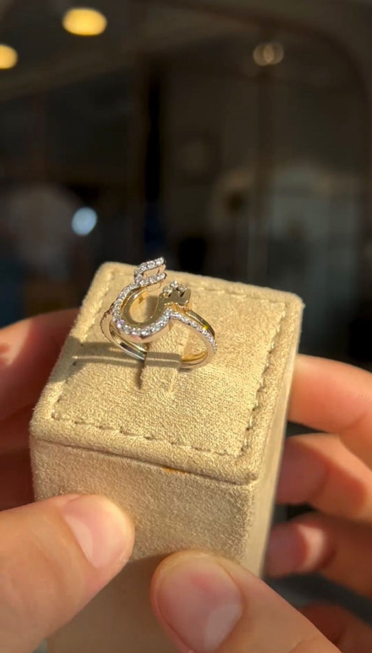 Personalized Two Letter Arabic Ring