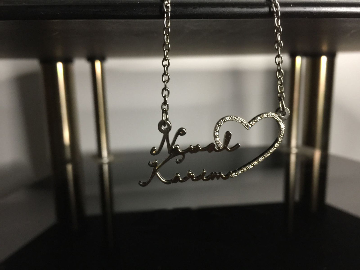 Double Name Necklace With Heart