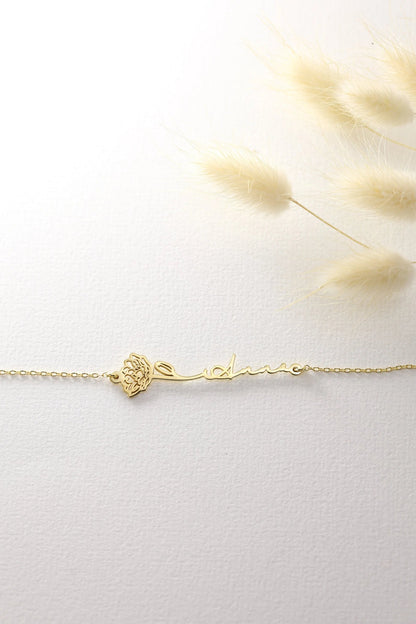Birth flower Name Bracelet