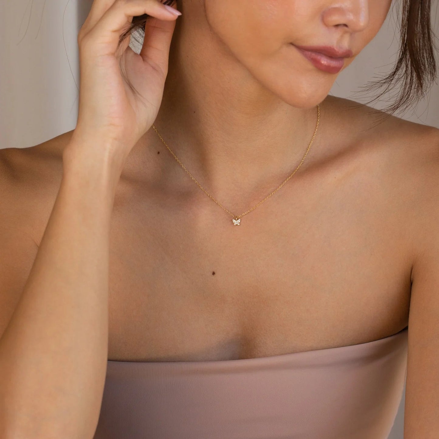 Dainty Pave Butterfly Necklace