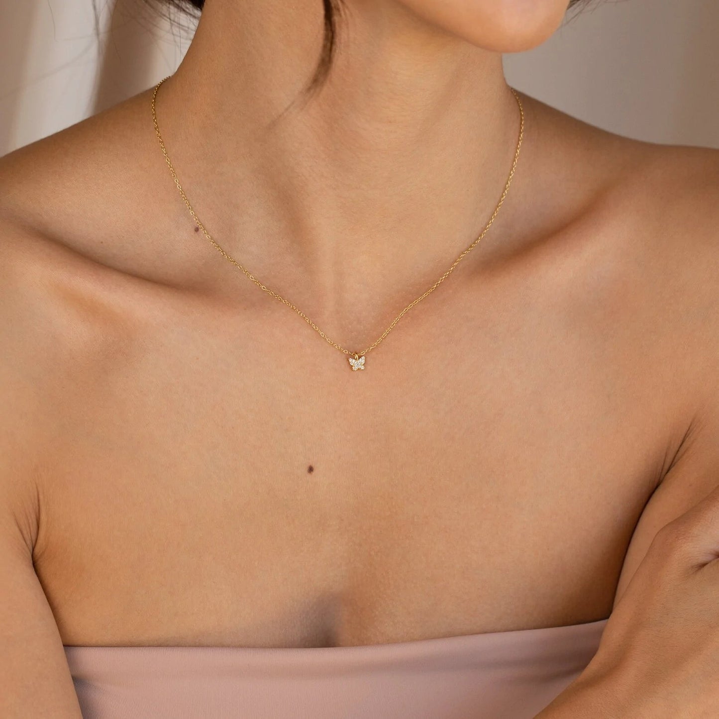 Dainty Pave Butterfly Necklace