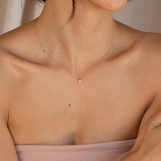 Dainty Pave Butterfly Necklace