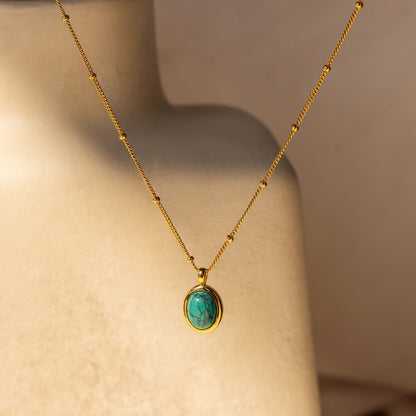 Turquoise Oval Pendant Necklace